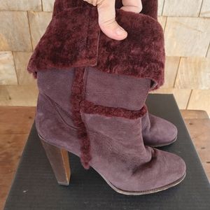 Burgundy shearling boots, made in Italy, size 41